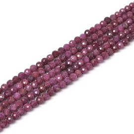Justinstones abalorio redondas facetadas de rubí natural de 4 mm, 90-96 abalorio sueltas de 16 pulgadas para hacer joyas