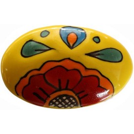 Fine Crafts Imports Oval Canary Talavera Ceramic Drawer Knob