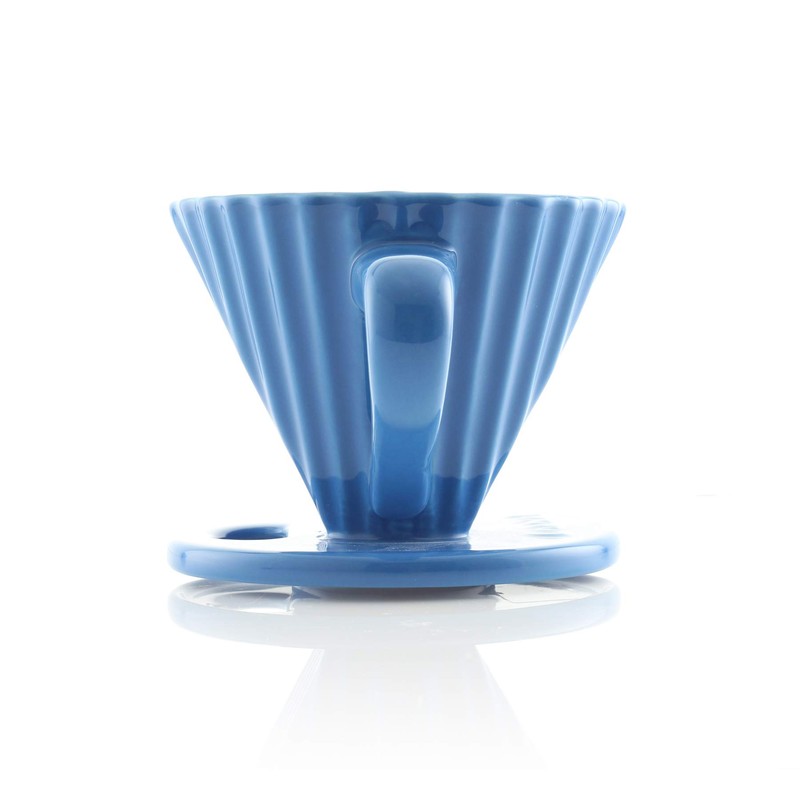 Chantal "Lotus" ceramic pour over coffee dripper, 8 Ounces, Blue