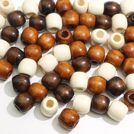 VENOFEN 60PCS Hair Beads Large Hole Wooden Bead Dreadlock Decoration Mixed Color Loc Hair Accessories for Women and Men