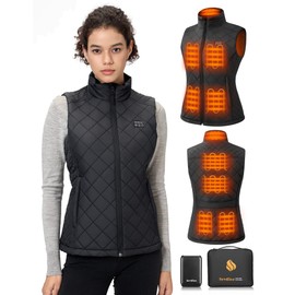 Sevdiea Women's Quilted Heated Vest with Battery Pack 16000mAh 7.4V, Warming Heated Vest for Women, Electric Heating Vests Black-M