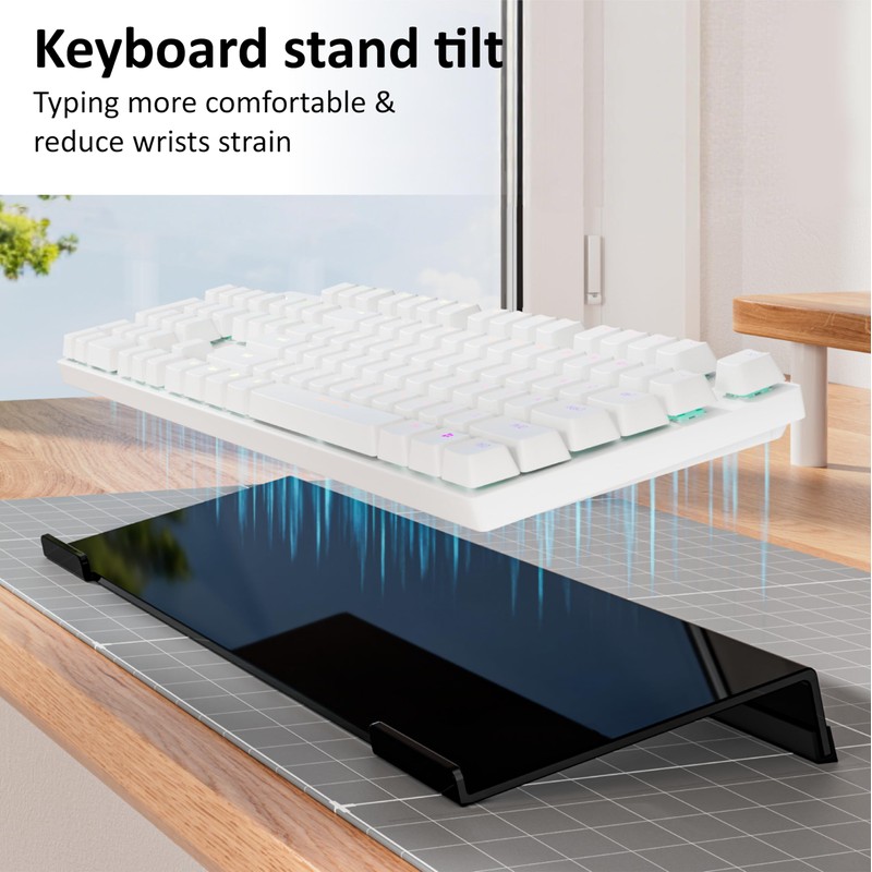 Egchi Acrylic Computer Keyboard Stand for Desk, Keyboard Riser Tilt