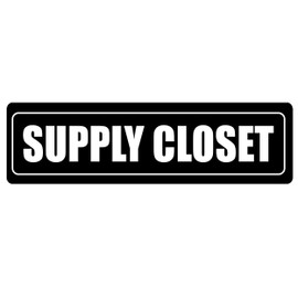 Supply Closet Door Sign Metal Business Retail Store Office Self Adhesive Aluminum Peel and Stick 8x2 Inch Indoor/Outdoor Black (1)