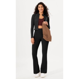 ODODOS Women's High Waisted Bootcut Yoga Pants Tummy Control Non See Through Bootleg Gym Workout Pants with Inner Pocket-29 Inseam, Black, X-Large