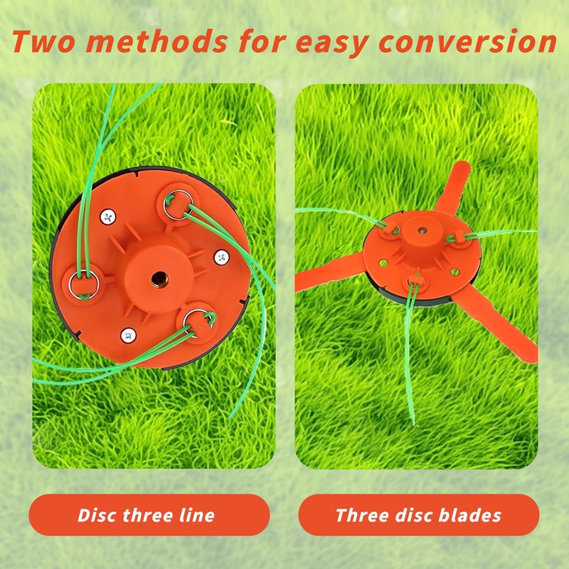 SilverChry Universal grass trimmer head, 2-in-1 mowing head, brush cutter,
