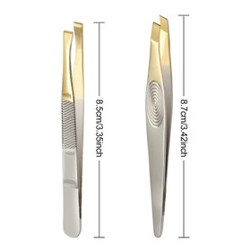 Sularpek Tweezers, 2Pcs Eyebrow Tweezers Set, Stainless Steel Slant Tweezer, Facial Hair Remover for Women and Men