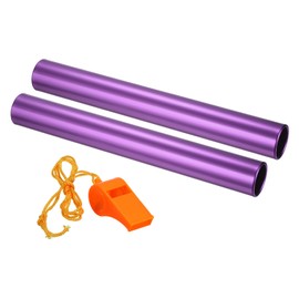 PATIKIL Relay Track Baton,2 Pack Aluminum Tube Field Running Race Stick with Whistle Corrosion Resistant for Outdoor Athletics Sport Game Practice Tool, Purple