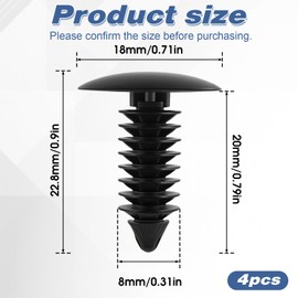 4pcs License Plate Plugs for Holes, Car Bumper Plug, Bumper Shield Fender Liner Push Pin Retainer Clips, Universal Automotive Clips Replacement Accessories for 8mm Rivets Car Plate Hole （Black）