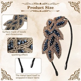 Pack of 2 1920s Hair Accessories, 20s Accessories, Women's Rhinestone Vintage Hair Valentine's Day Accessory, Girls Costume, Prom Party, Retro Crystal Bridal Wedding Black Headpiece