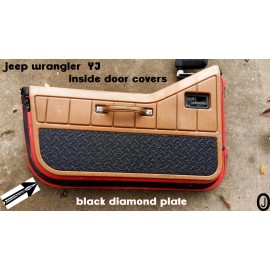 JOCARTSPARTS Fits Jeep Wrangler YJ BLACK Aluminum Diamond Plate Interior Half Door Covers