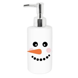 JarThenaAMCS Christmas Soap Dispenser Snowman Face Glass Dispenser with Pump Refillable Liquid Soap Container for Winter Xmas Home Kitchen Bathroom Countertop