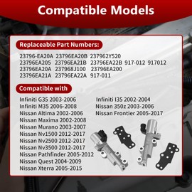 Variable Valve Timing VVT Solenoid Fit for Nissan Altima 350Z Frontier Maxima Murano Pathfinder Quest Xterra, for Infiniti FX35 G35 I35 M35, Replace 23796-EA20B 23796-EA20A 917-011 917-012