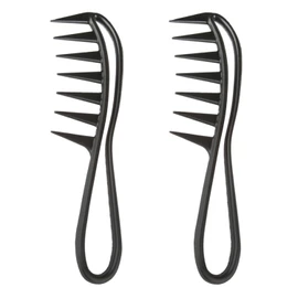 Neoreser Pack of 2 Curling Combs, Strands Comb, Wide Tooth Comb, Antistatic Comb for Home Salon, Hairdressing Comb, for Various Types of Hair Hair Comb (Black)