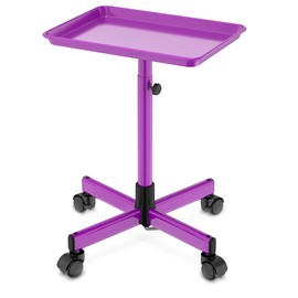 DEER BEAUTY Salon Tray on Wheels - Premium Aluminum Tattoo Tray Rolling Trolley - Adjustable Salon Service Rolling Tray Hairdresser Cart with Clinic Spa Rolling Tray Wheels (Purple)