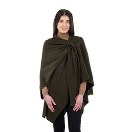 SAOL Shawl Wraps for Women Lambswool Poncho One Size - Army Green