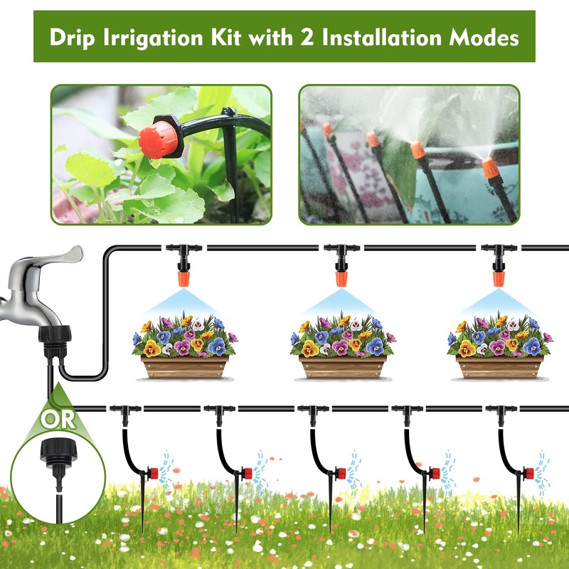 Flantor Drip Irrigation Kit, Drip Irrigation System for Garden with