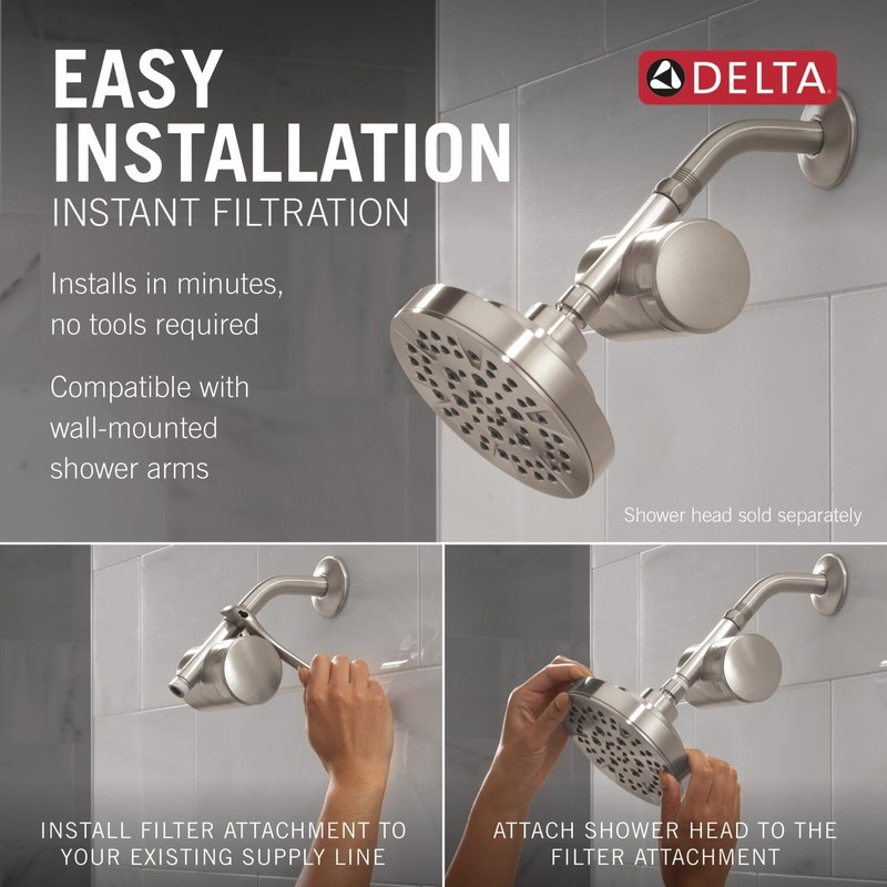 Delta Faucet Clarifi Standard Shower Filter Attachment with Filter, Hard