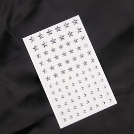 264Pcs Star Face Gems Eye Gems, Self-Adhesive Face Jewels Rhinestones 5/7/10 mm DIY Face Gems Stick on, Patriotic Makeup Gems Rave Accessories for Face Eyes Hair Makeup Body, Crafts (Silver-Star)