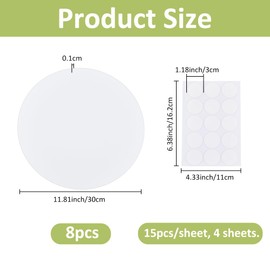 SUPERFINDINGS Pack of 8 Wall Hole Cover Plates with 60 Pieces Plastic Stickers 30 cm Plate Dustproof Cover Plate Flat Round Matte Blank Plate for Covering Plasterboard Holes in Walls