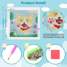 JLHANT 4 Pieces 5D Diamond Painting Kit for Kids Full Drill Painting for Beginners DIY Diamond Rhinestone Art Craft Set for Home Office Wall Decor (4PC Lovely)