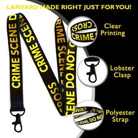 EASTEX Crime Scene Do Not Cross Lanyard Keychain - Forensic Science ID Lanyard for Keys for Men Women - Law Enforcement ID Badge Holder for CSI Fan Teacher Nurse - True Crime Gifts (Black Lanyard)