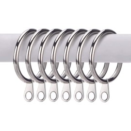 iPEAK 24 Pieces Curtain Rings 38mm Internal Diameter Metal Curtains Large Rings Hanging Hooks For Curtain Rods Pole (Silver)