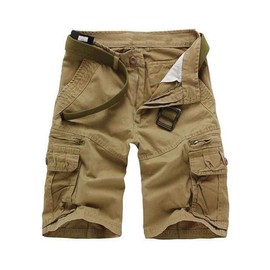 AKARMY Men's Lightweight Multi Pocket Cotton Casual Cargo Shorts,Outdoor Twill Camo Shorts with Zipper Pockets(No Belt) 038 Khaki XN