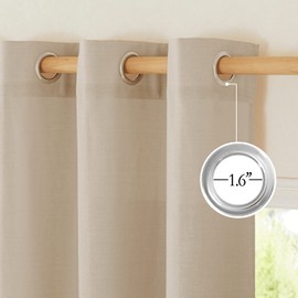 NICETOWN Linen Kitchen Window Curtains Over Sink, Grommet Privacy Added Thick Linen Curtains with Some Light Filtering Burlap Drapes for Home Office/Bedroom, Taupe, 2 Panels, W55 x L54