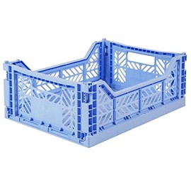 2 x AY-KASA - Midi-Box (Light Blue) Collapsible Storage Bin Container Basket Tote, Folding Basket Crate Container : Storage, Kitchen, Houseware Utility Basket Tote Crate