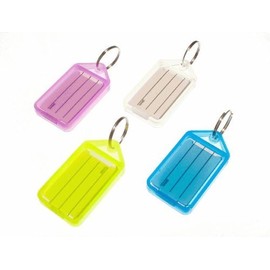 Lot von 40 Key Ring 50mm x 30mm Tag + Adressaufkleber Split Key Ring