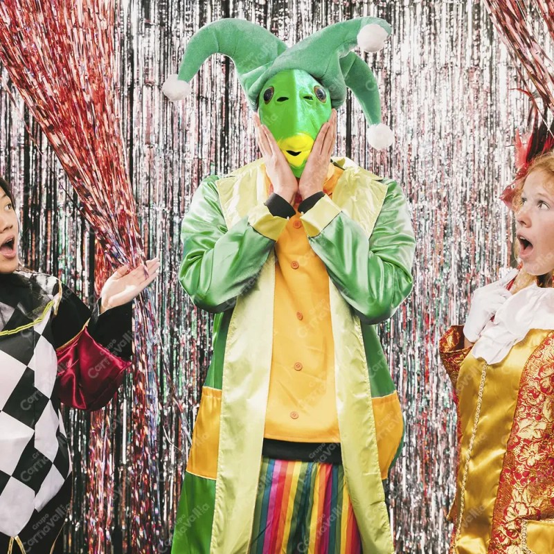 Máscara Cabeza D Pez Verde Disfraz Halloween Fiesta Divertid