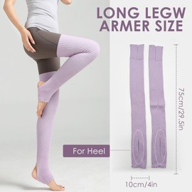 Leg Warmer, Women Extra Long Thigh High Cable Knit Crochet Tall Socks, Non-Slip Stirrup Sock for Yoga Ballet Dance (Violet, One Size)