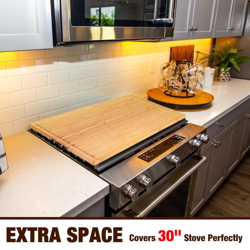 Sintuff 30 x 20'' Extra Large Bamboo Cutting Board Stove