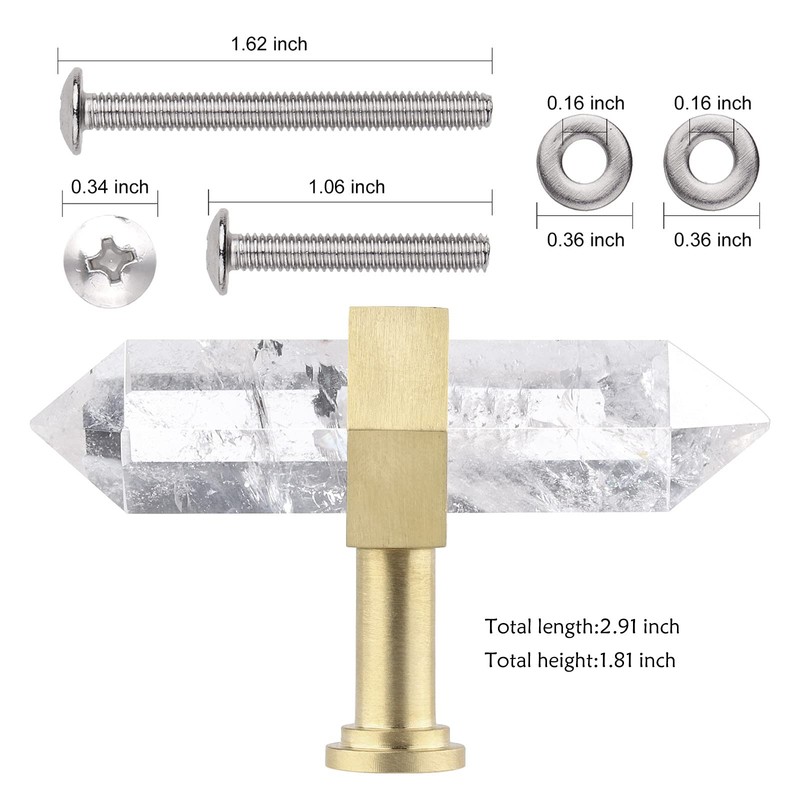 Rockcloud Pack of 2 Crystal Point Stone Drawer Knobs with