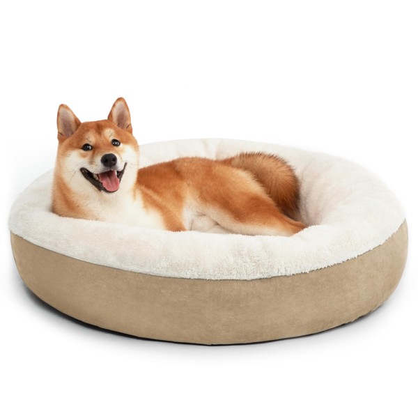 Love's cabin Round Donut Cat and Dog Cushion Bed, 30in