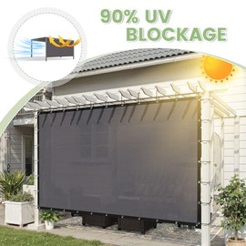 VOXBIN 90% Shade Cloth 12×20 FT with Grommets, Outdoor Sun Shade Cloth UV Block Shade Fabric for Patio, Backyards, Carport, Garden, Grey