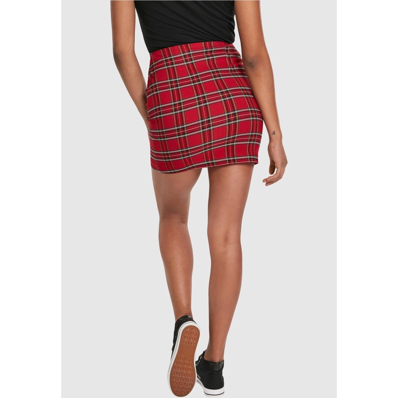 Urban Classics Women's Short Checker Skirt Dress, Multicoloured (Red/Blk 00200)