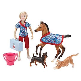 Breyer Freedom Series (Classics) Day at The Vet Doll & Animals Set | 8 Piece Playset with 6" Fully Articulated Rider Doll | 1:12 Scale