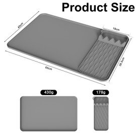 Frezonika 2-IN-1 Silicone Heat Resistant Mats for Countertop, 25x15" Air Fryer Mat with Utensil Holder Pad, Compatible with Ninja, Cosori,Chefman, Kitchen Countertop Protector for Travel (Black)