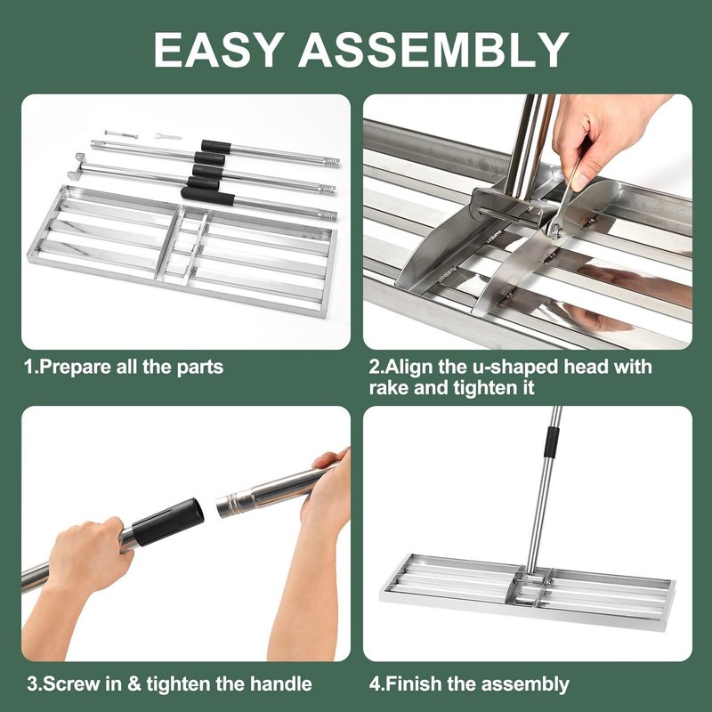 XDMURYM Lawn Leveling Rake 17*10 inch,Stainless Steel Lawn Leveler with