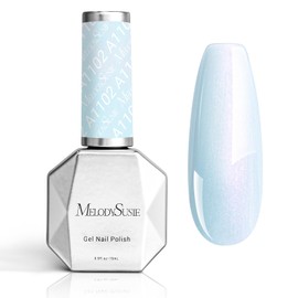 MelodySusie Shimmer Pearl Blue Gel Nail Polish, 0.5fl oz Soak Off UV LED Thread Effect Swirl Shell Blue Gel Polish Gift for Women Nail Art Manicure Salon DIY Nail Design Decoration at Home-A1102