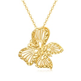 YDD Solid Gold Butterfly Necklace for Women 9ct Gold Filigree Butterfly Jewellery Valentines Day Gifts for Wife Girlfriend Ladies Her 16+1+1 inch