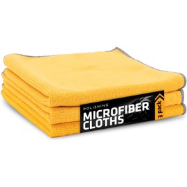 VIKING Microfiber Cleaning Cloth for Car Detailing Kit, Polishing Towels, Car Wax Removal Cloths, Yellow, 16 inch x 16 inch, 3 Pack