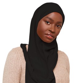 VOILE CHIC Luxury Chiffon Hijab Scarf for Women - Made in Turkey - Islamic Head Scarf Wrap for Muslim - Black