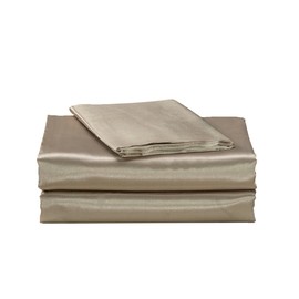EliteHomeProducts EHP Super Soft and Silky Satin Sheet Set (Solid/Deep Pocket) (King, Taupe)