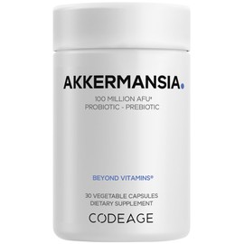 Codeage Suplemento simbiótico de Akkermansia - 100 millones de AFU Probiótico de Akkermansia y prebiótico de inulina de achicoria - Raíz de achicoria 