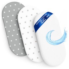 Lenzuola con angoli per passeggino Set di 3: 35x75 cm - 2 lenzuola + 1 coprimaterasso impermeabile - Accessori per lettino per culla co-sleeping carrozzina 35 x 75