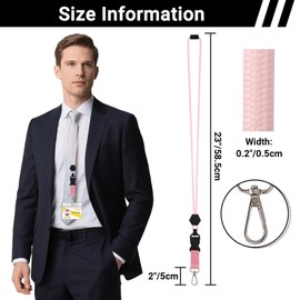 Segus Lanyard Pink, Pack of 3 Lanyards with Safety Clasp, Lanyards for Hanging, Adjustable Length, for Outdoor Activities