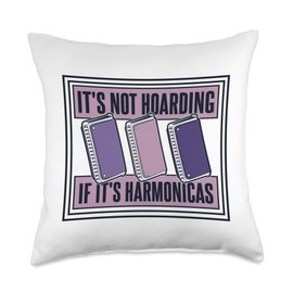 Chromatic Harmonica Accessories Set Beginner Gifts It's Not Hoarding Harmonicist Harmonica Throw Pillow, 18x18, Multicolor