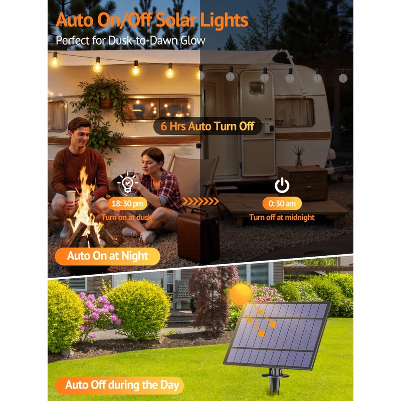 Larkvue 25FT Solar String Lights Outdoor with Remote, Waterproof Dimmable